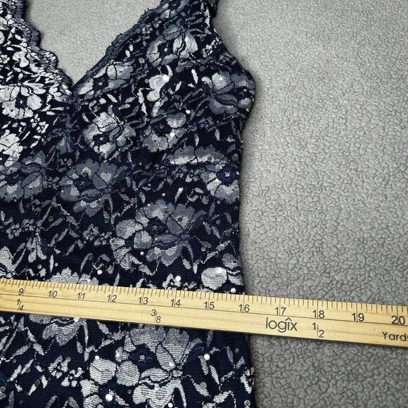 Candalite Dress Womens M Silver Lace Sequin Fairy Formal Maxi Evening Gown Y2K - Picture 13 of 15